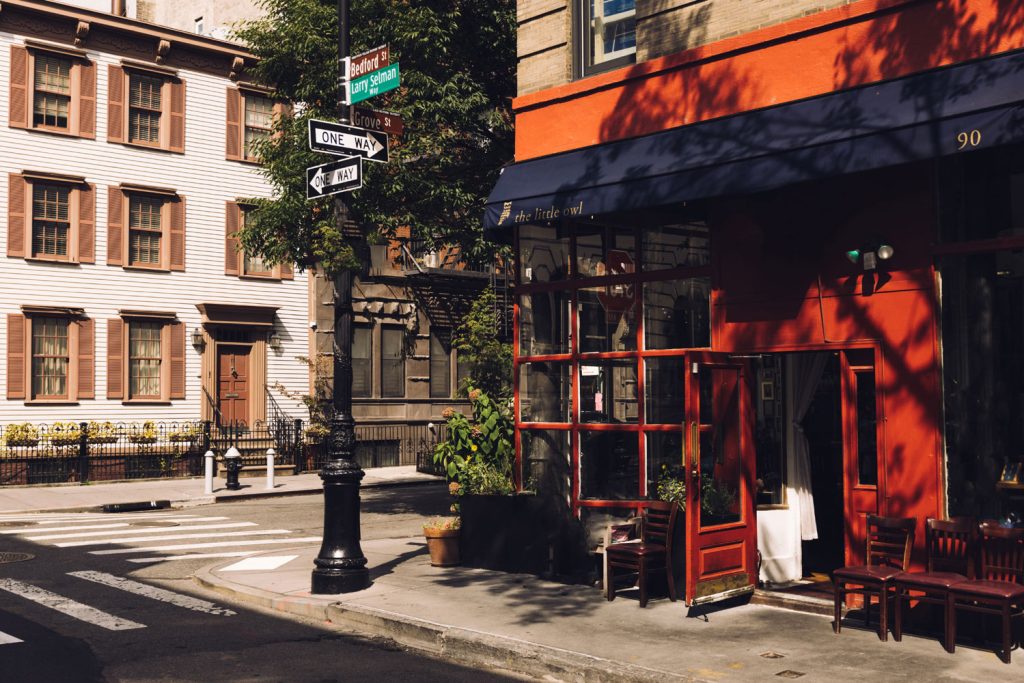Exterior of The Little Owl restaurant in Manhattan where the show, Friends, frequently filmed near The Village West condos.